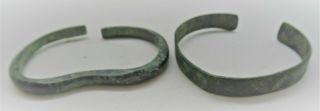 Set Of Two Ancient Viking Nordic Bronze Bracelets Circa 900 - 1000ad