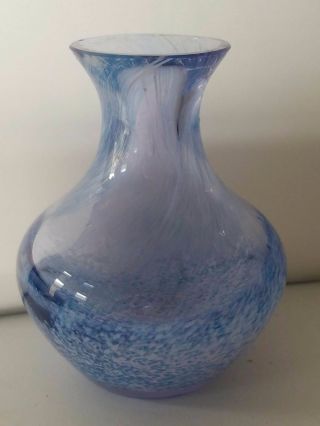 Blue Splatter Glass Mini Vase 3 1/2 " H