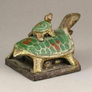 China Cloisonne bronze Enamel Dragon Turtle Tortoise combination Seal Stamp 4