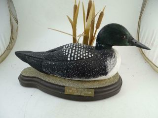 Vintage Hand Carved Wood Loon Jasper Mn Luehmann Duck Decoy Statue Signed Old