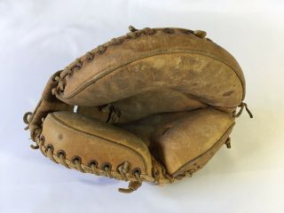 1940s Al Rube Walker Denkert Leather Baseball Glove Catchers Mitt Vtg Antique