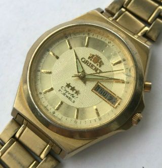 Vintage Orient Automatic Day/date Double Quickset 3 Star Mens Watch,  21 Jewels