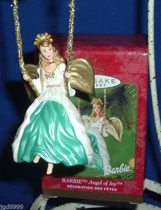 Hallmark Christmas Ornament Barbie Angel Of Joy 2000 Barbie On Swing Nib