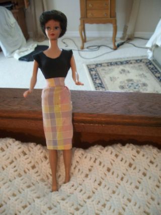 Doll Plaid Pencil Skirt W/ Black Body Suit - Vintage (barbie Doll Not)