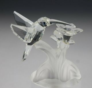 Retired Signed Swarovski Austrian Crystal Hummingbird 7615 Glass Figurine Sms