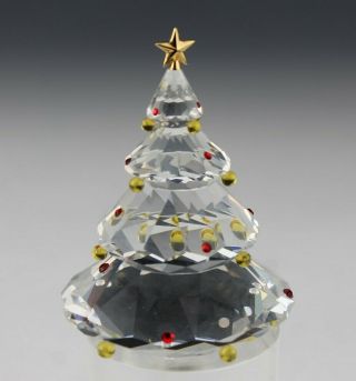 Retired Signed Swarovski Austrian Crystal Christmas Tree 7475 Glass Figurine Sms