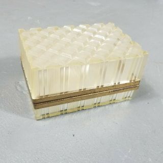 Vintage Cut Lucite Acrylic Trinket Box With Hinged Cover 5 " L X 3 " W