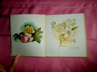 COLLECTIBLE,  ANTIQUE 1898 Victorian Poetry Book ROSES AND LILIES From Longfellow 4
