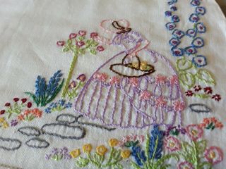 Vintage Hand Embroidered Crinoline Lady Tea Cosy Floral Embroidery Art Deco Vgc