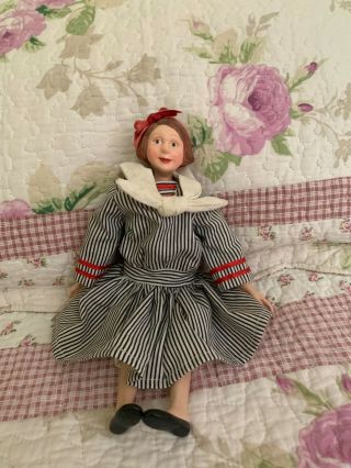 Vintage Antique Bisque Doll Small Cloth Body Flapper Doll