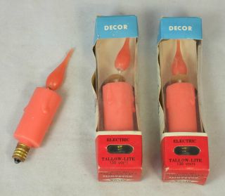 3 Vintage Decor Tallow - Light Electric Wax Candle Neon Glow Light Bulbs Lamps