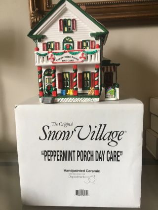 Dept 56 Snow Village Peppermint Porch Daycare 5485 Christmas Cottage