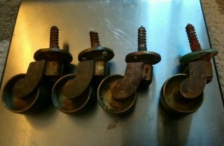 Set Of 4 Antique Solid Brass Castors
