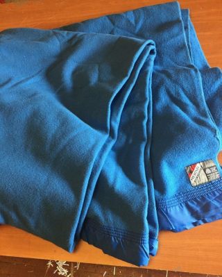 Vintage Merino Blue Wool Blanket (d5)