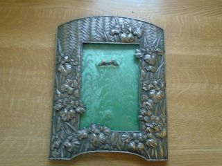 Antique Silver Plate On Copper Ornate Photo Frame W/f