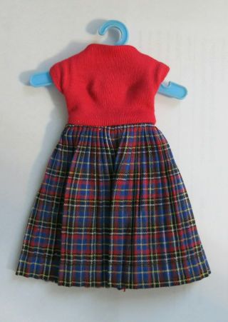 1958 Ex Cnd Vogue Jill 3169 Tagged Red Top Plaid Pleated Skirt Dress No Blazer