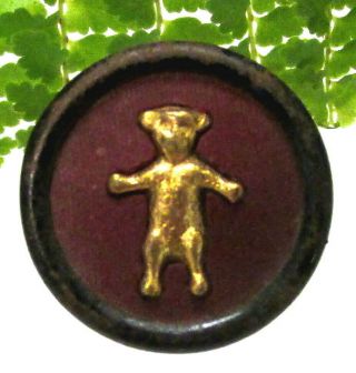 Cute Antique Metal & Cloth Teddy Bear Politcal Button For Theodore Roosevelt A3