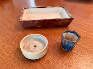 3 Glazed Bonsai Pots Previously Owned By Animation Legend Maurice Noble