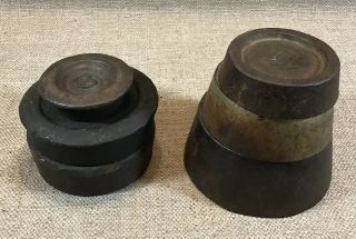 Vintage Set 6 Cast Iron Scale Balancing Weights Stacking House Decor