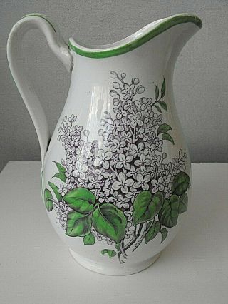Antique 19th Century Victorian Staffordshire Flower Floral Jug Part Hand Painted