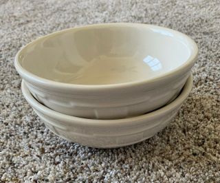 Longaberger Woven Traditions Pottery Ivory 6 7/8 " Cereal Soup Bowl Set Of 2 Usa