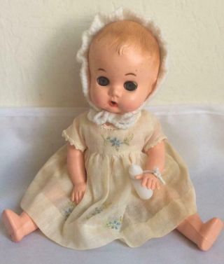 1958 Vintage Darling 8 " Baby Doll Drink Wet Reliable Canada In Dress