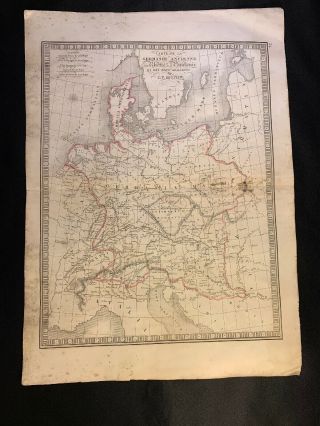 1800s Map Of Ancient Germany Raetia And Pannonia