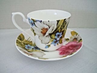 Victoria ' s Secret Floral Teacup & Saucer Made In England By Royal Albert 2