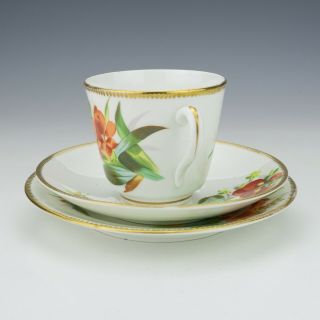 Antique English Porcelain - Hand Painted Flowers - Cup,  Saucer & Tea Plate Trio 5