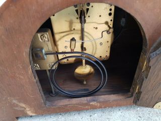 Vintage Wooden Striking Mantle Clock Spares or Repairs 3