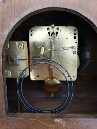 Vintage Wooden Striking Mantle Clock Spares or Repairs 5