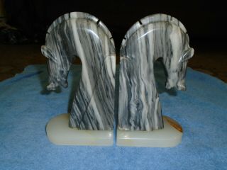 Vintage Marble/Alabaster Horse Head Bookends 8
