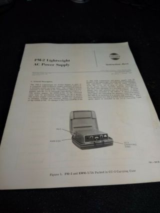 Vintage Collins Pm - 2 Ac Supply Instruction Sheet