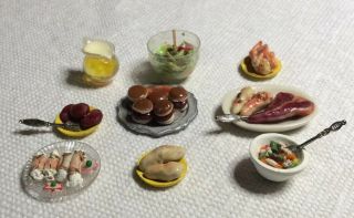 Nine Assorted Dollhouse Miniature Picnic Food Accessories
