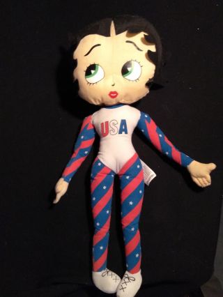 Betty Boop Kellytoy 16 " Plush With Tag Usa Jumpsuit