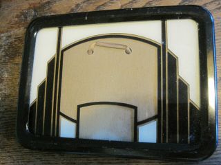 Vtg 1930 - 1940s? Reverse Painted Art Deco Picture Frame Glass Metal - 7.  5 " X5.  5 "