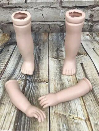 Vintage Porcelain Doll Parts Arms (4 1/4”) Legs (4 1/2”) Restore Repair