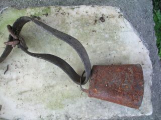 Vintage Antique Goat Cowbell,  Rusty With Leather Strap Cow Bell