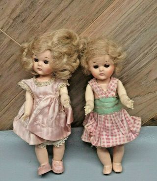 2 Vintage 8 " 1950s Virga Lollipop Or Pam Walker Doll,  Hard Plastic Ginny Era