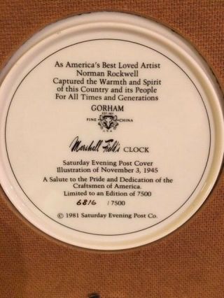 Gorham China Marshall Field’s Plate Norman Rockwell Saturday Evening Post 1945 3