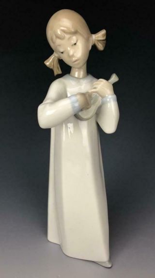 Retired Lladro Spain Girl W Guitar 4871 Hand Painted Signed Porcelain Figurine