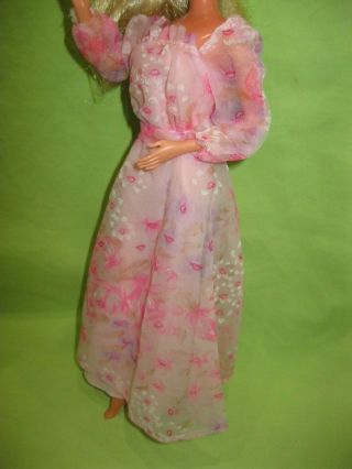 Vintage Doll 1978 Superstar Era Kissing Barbie Dress Sheer Pink Floral