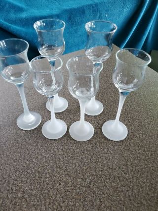 Partylite Iced Crystal Trio Frosted Stem Glass Votive Tealight Candle Holders