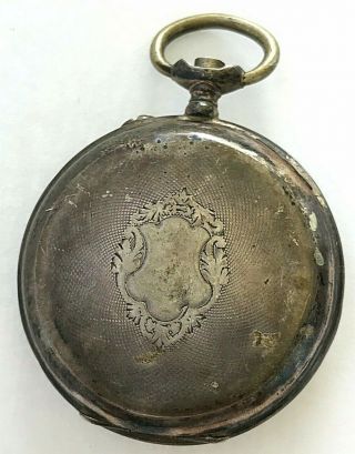 12s Antique 1888 German 800 Silver pocket watch w.  porcelain dial & fancy hands 3