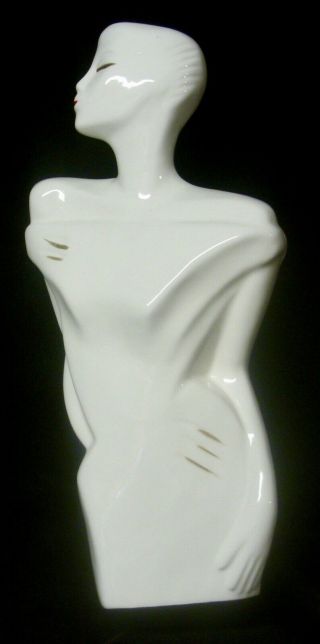 Art Deco Elegant Woman In White Ceramic Statue - 14 " High - Gorgeous
