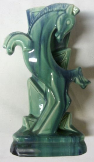 Art Deco Ceramic Green Horse Vase - Made In Germany - Lovely & Stylistic