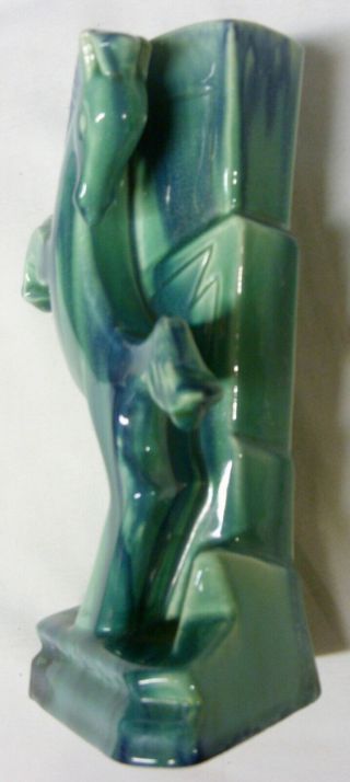 Art Deco CERAMIC GREEN HORSE VASE - Made in Germany - Lovely & Stylistic 3