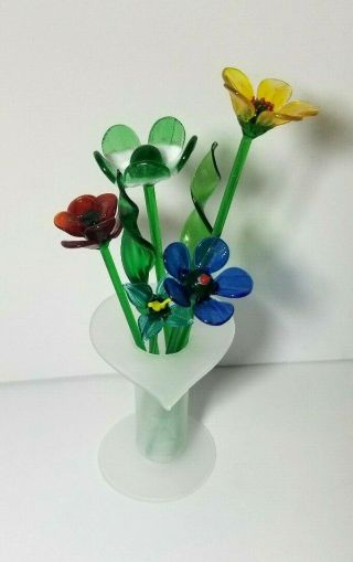 Jack In Pulpit Lily Vase Bouquet Of Wild Flowers Hand Crafted Art Glass