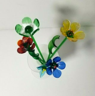 Jack In Pulpit Lily Vase Bouquet of Wild Flowers Hand Crafted Art Glass 2