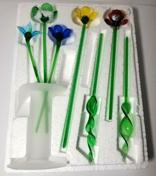 Jack In Pulpit Lily Vase Bouquet of Wild Flowers Hand Crafted Art Glass 4